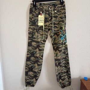 Da Nang NWT Womens 6 Camo Cargo Pants Ripstop Indie Grunge Y2K Punk Embroidered